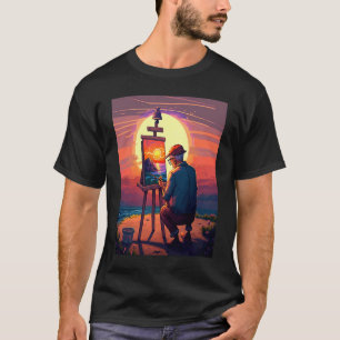 Camiseta Pai Pintor Coletor De Pintura Paisagem No Sunset
