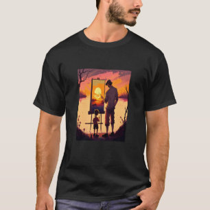 Camiseta Pai Pintor Coletor De Pintura Paisagem No Sunset