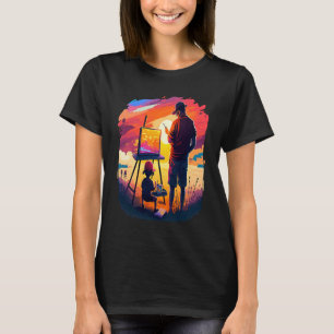 Camiseta Pai Pintor Coletor De Pintura Paisagem No Sunset
