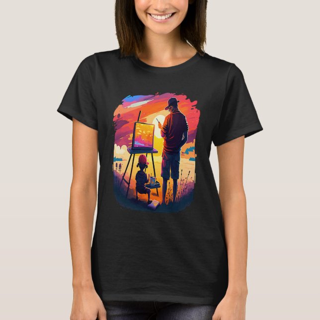Camiseta Pai Pintor Coletor De Pintura Paisagem No Sunset (Frente)