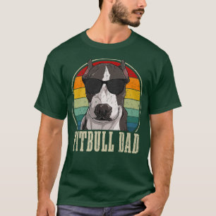 Camiseta Pai Pitbulage Vintage Óculos de sol Pai Engraçado