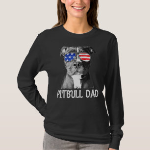 Camiseta Pai Pitbull Bandeira Americana Patriótica Cão 4º O