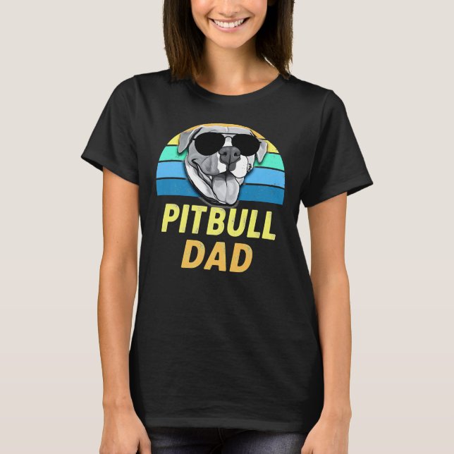 Camiseta Pai Pitbull — Compreensão da Touro com Engraçado (Frente)