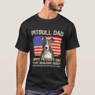 Camiseta Pai Pitbull de Nariz Azul Feliz Dia dos Pais Para 
