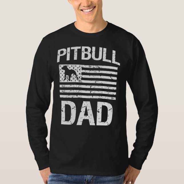 Camiseta Pai Pitbull Mens Pit Bull Bandeira Dog Sweater Nic (Frente)