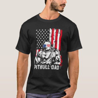 Camiseta Pai Pitbull Musculatura Pet Dog Bandeira Americana