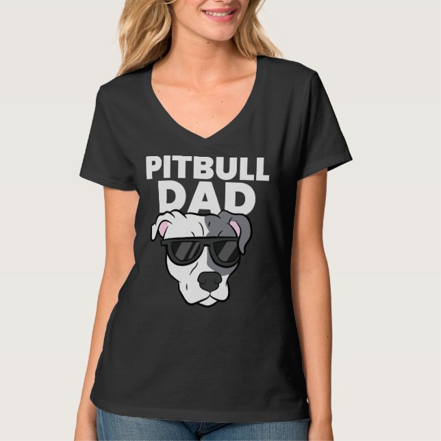 Camiseta Pai Pitbull Touro Touro Cachorro Papá Engraçado Ca (Frente)