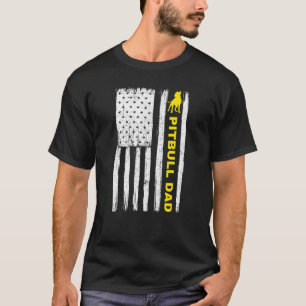 Camiseta Pai Pitbull Vintage Patriótico com Bandeira Americ
