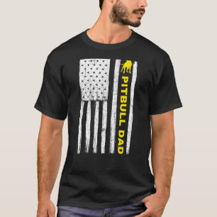 Camiseta Pai Pitbull Vintage Patriótico com Bandeira Americ