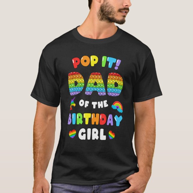 Camiseta Pai Pop It Birthday Rapariga Bubble Thidget Poppi (Frente)