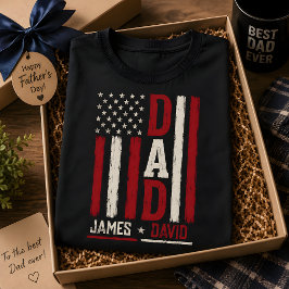 Camiseta Pai Presente do Pai da Bandeira Americana Presente