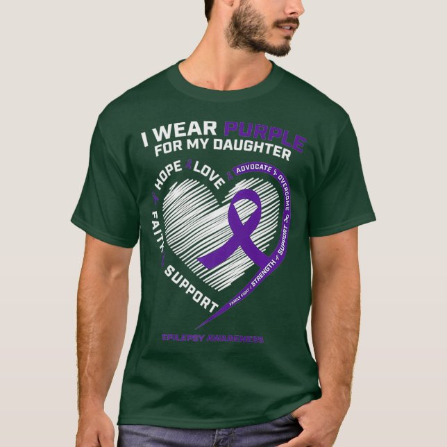 Camiseta Pai Produtos Mãe Oferta Filha Roxa Epilepsia (Frente)