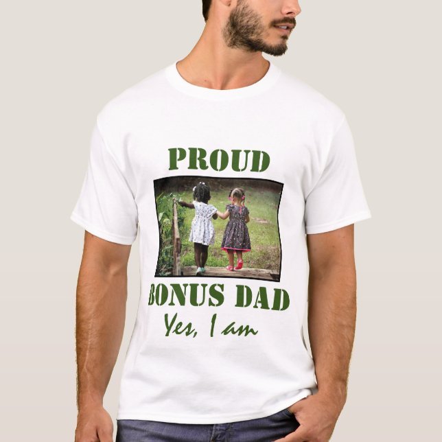 Camiseta PAI PROUD BONUS | T-Shirt WHITE com Foto Personali (Frente)