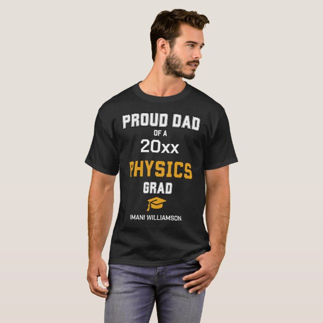 Camiseta PAI PROUD PHYSICS FORMANDO 2024 Graduação de Nome  (Frente Completa)