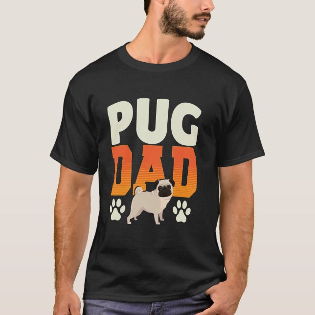 Camiseta Pai Pug Amante de Cães Engraçado (Frente)