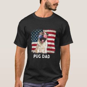 Camiseta Pai Pug Bandeira Americana 4 De Julho