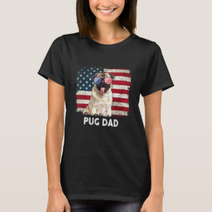 Camiseta Pai Pug Bandeira Americana O 4 De Julho