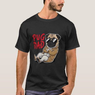Camiseta Pai Pug com Óculos de Sol Amante de Cachorros de A