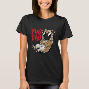 Camiseta Pai Pug de Aparência Legal com Óculos de Sol Amant