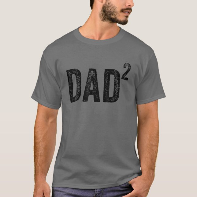 Camiseta Pai Quadrado Pai De Dois Gêmeos Engraçado (Frente)