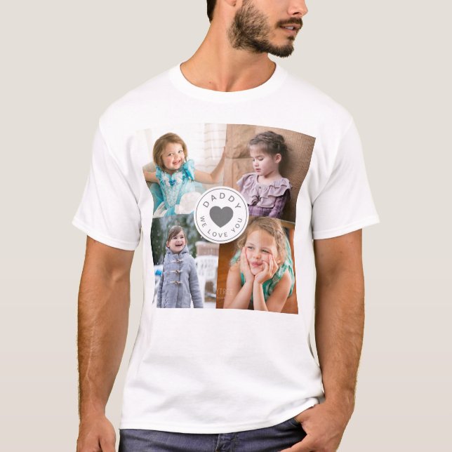 Camiseta Pai Que Te Amo, Crianças Bonitas 4 Colagem Fotográ (Frente)