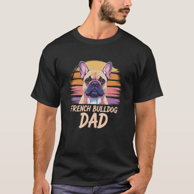 Camiseta Pai Retro do Bulldog Francês Frenchie (Frente)