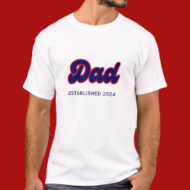 Camiseta Pai retro vermelho e azul, ano personalizado