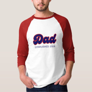 Camiseta Pai retro vermelho e azul, ano personalizado