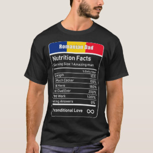 Camiseta Pai romeno Fatos Nutrição Dia de os pais Pai Prese