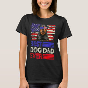 Camiseta Pai Rottweiler Ever American Flag Patrio