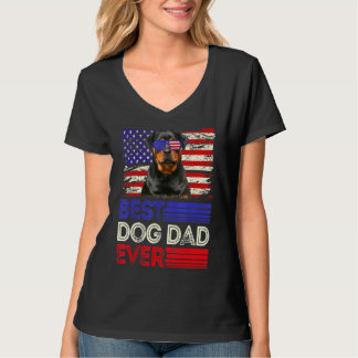 Camiseta Pai Rottweiler Ever American Flag Patrio