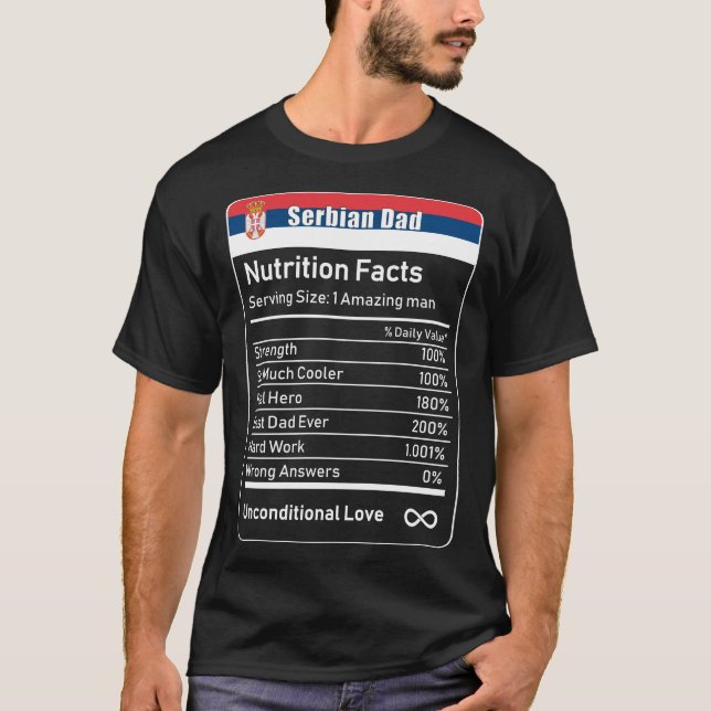 Camiseta Pai sérvio Fatos de Nutrição do Dia de os pais Dad (Frente)