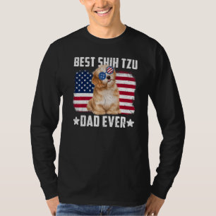 Camiseta Pai Shih Tzu Melhor Bandeira Americana