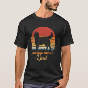 Camiseta Pai Siberiano Husky do Pôr do Sol Vintage Retro