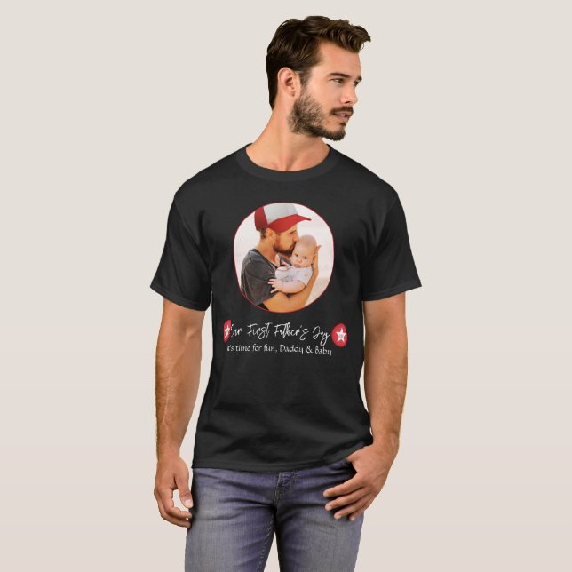 Camiseta Pai Simples Moderno Bebê Primeiro Dia de os pais (Frente Completa)