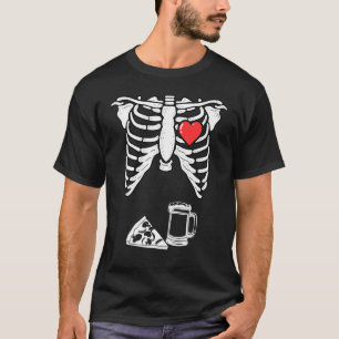 Camiseta Pai Skeleton Halloween Beer Pizza Coupl.