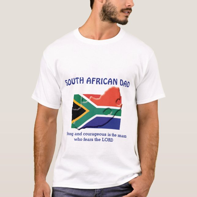Camiseta PAI SUL-AFRICANO Forte e Corajoso Personalizado (Frente)