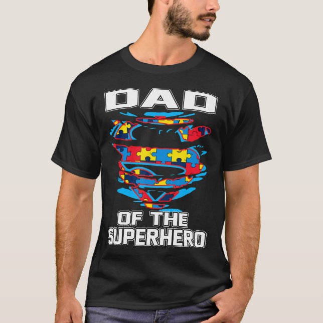 Camiseta Pai Super Autism - Presente de Conscientização do  (Frente)
