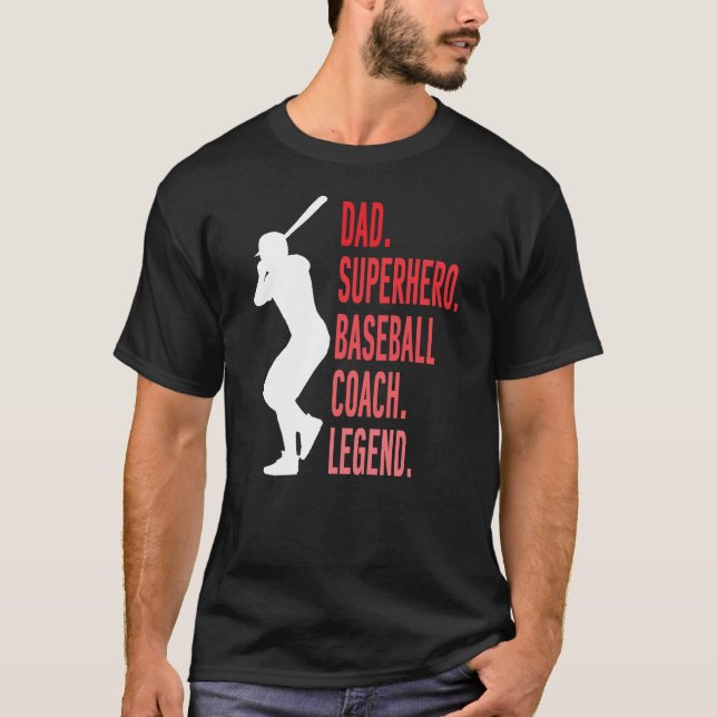 Camiseta Pai Super Herói Baseball Legenda do treinador Engr (Frente)