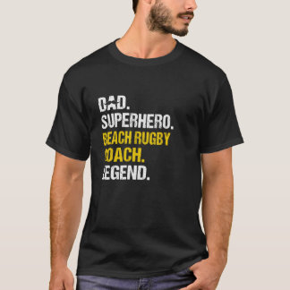 Camiseta Pai Super Herói Beach Rugby Coach Engraçado Humor