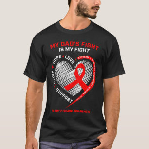Camiseta Pai Suporta Meu Pai Veste Doença do Coração Vermel