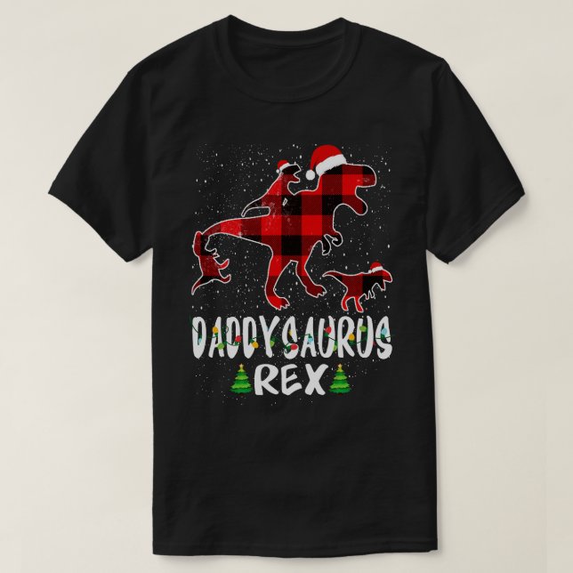 Camiseta Pai T Rex Coincidindo Família Natal Dinossauro Shi (Frente do Design)