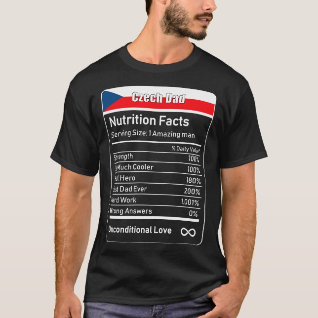 Camiseta Pai Tcheco Fatos Nutrição Dia de os pais Pai Prese (Frente)