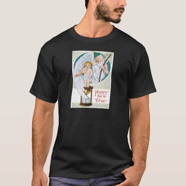 Camiseta Pai Tempo Bebê Ano Novo Ampulheta (Frente)