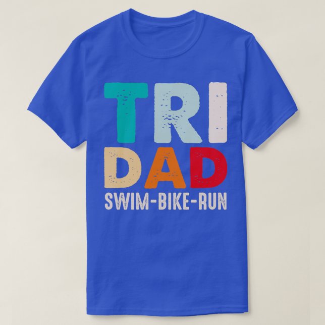 Camiseta Pai triplo SwimBikeRun Engraçado Pai 2 (Frente do Design)