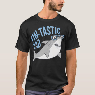 Camiseta Pai Tubarão Fin-Tástico Engraçado Com Óculos De So