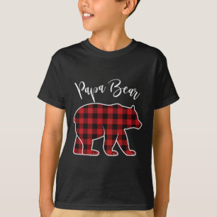 Camiseta Pai Urso Pijama Vermelho Búfalo Natal Divertido Fa