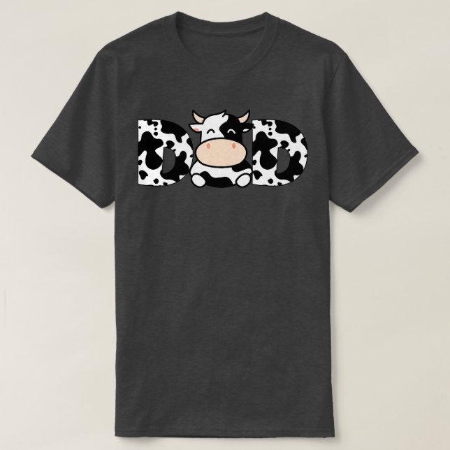 Camiseta Pai Vaca Impressão Preto-Preto Adora Vacas Fazenda (Frente do Design)