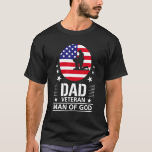 Camiseta Pai Veterano Homem De Deus Bandeira Americana