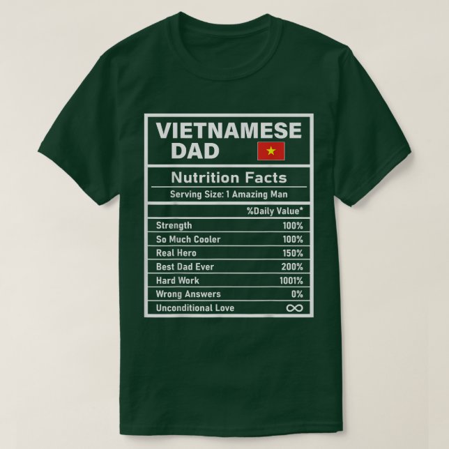 Camiseta Pai vietnamita Dia de os pais de Fatos de Nutrição (Frente do Design)